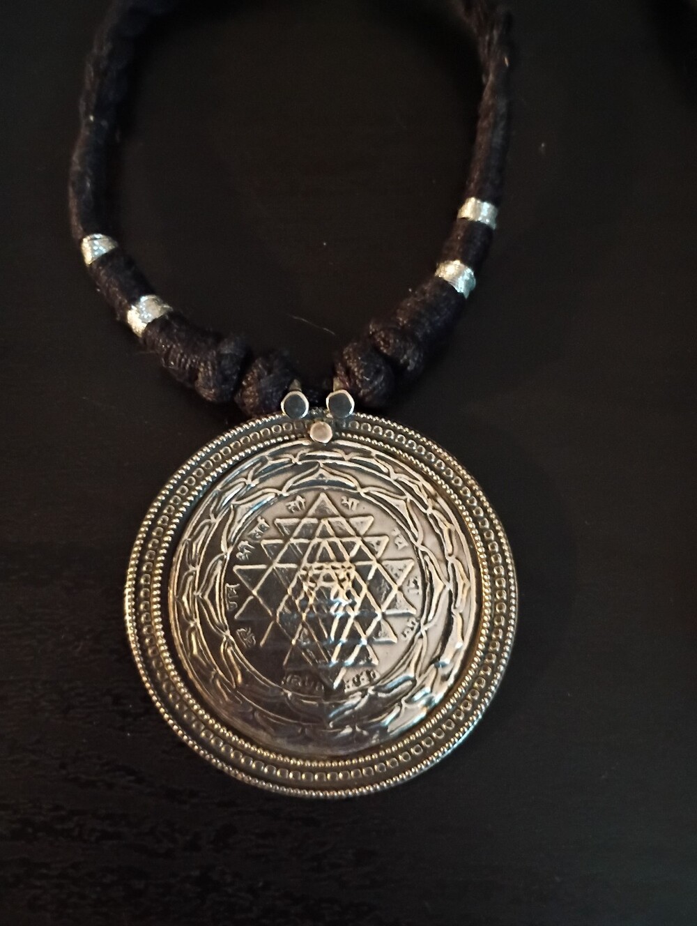 Sterling Silver Hindu  Sri Yantra Necklace